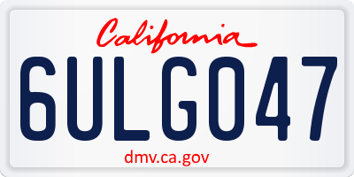 CA license plate 6ULG047