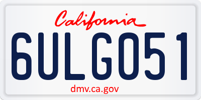 CA license plate 6ULG051