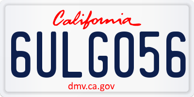 CA license plate 6ULG056