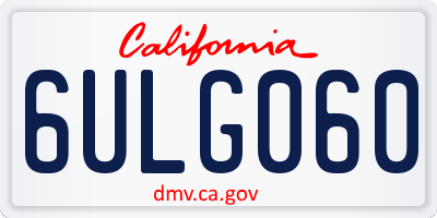 CA license plate 6ULG060