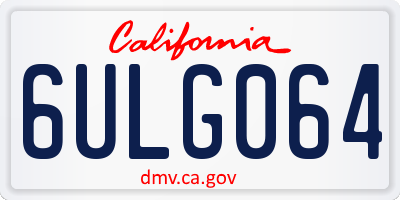CA license plate 6ULG064