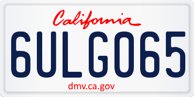 CA license plate 6ULG065