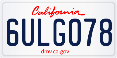 CA license plate 6ULG078