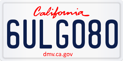 CA license plate 6ULG080