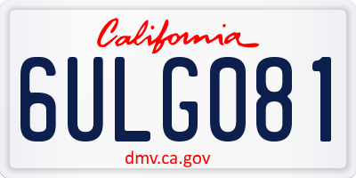 CA license plate 6ULG081