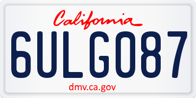 CA license plate 6ULG087