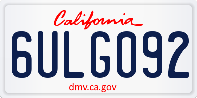 CA license plate 6ULG092