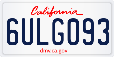 CA license plate 6ULG093