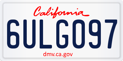 CA license plate 6ULG097