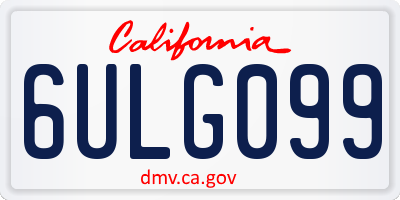CA license plate 6ULG099