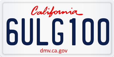 CA license plate 6ULG100