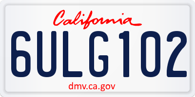 CA license plate 6ULG102