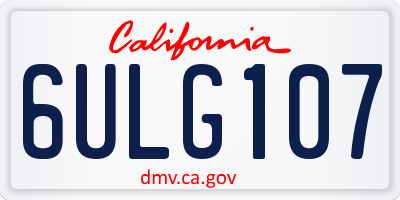 CA license plate 6ULG107