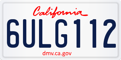 CA license plate 6ULG112