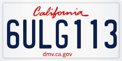 CA license plate 6ULG113