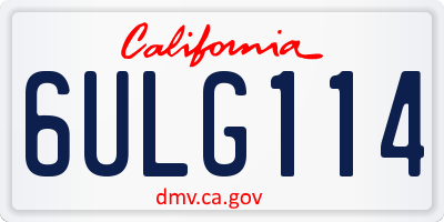 CA license plate 6ULG114