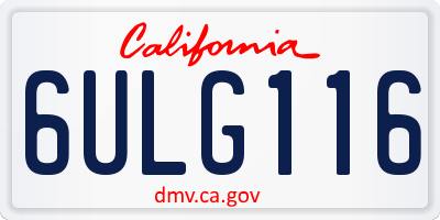 CA license plate 6ULG116