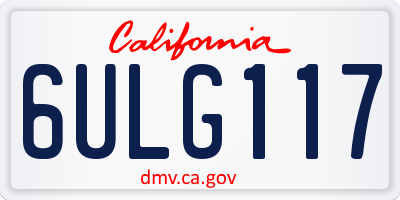 CA license plate 6ULG117