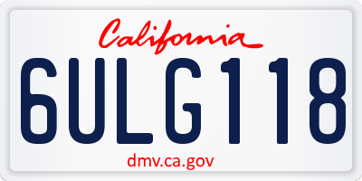 CA license plate 6ULG118