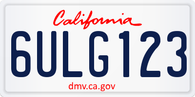 CA license plate 6ULG123