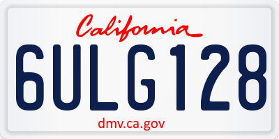 CA license plate 6ULG128