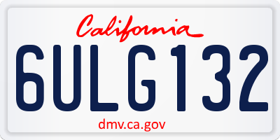 CA license plate 6ULG132