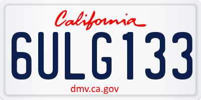 CA license plate 6ULG133
