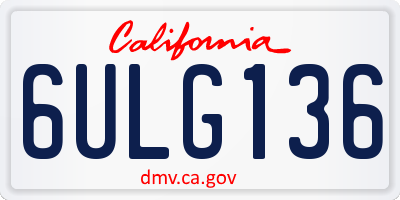 CA license plate 6ULG136