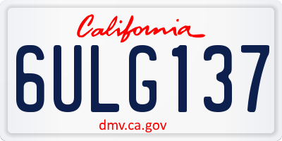 CA license plate 6ULG137