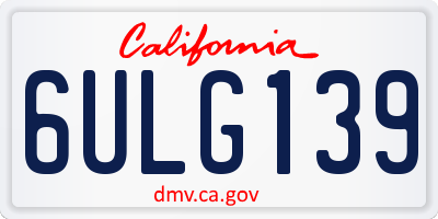 CA license plate 6ULG139