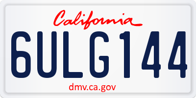 CA license plate 6ULG144