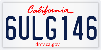 CA license plate 6ULG146