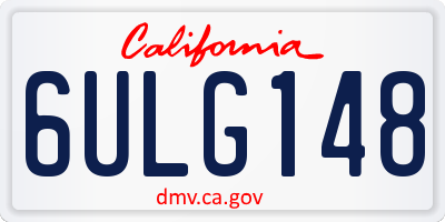 CA license plate 6ULG148