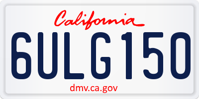 CA license plate 6ULG150