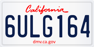 CA license plate 6ULG164