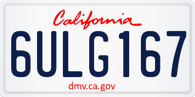 CA license plate 6ULG167
