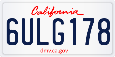CA license plate 6ULG178