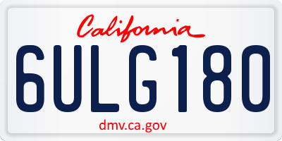 CA license plate 6ULG180