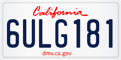 CA license plate 6ULG181