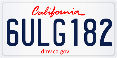 CA license plate 6ULG182