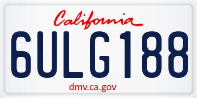 CA license plate 6ULG188