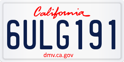 CA license plate 6ULG191