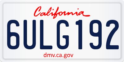 CA license plate 6ULG192