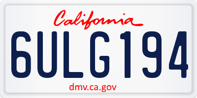 CA license plate 6ULG194