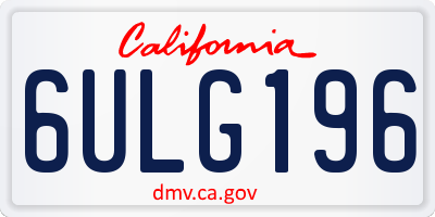 CA license plate 6ULG196
