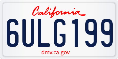 CA license plate 6ULG199