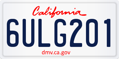 CA license plate 6ULG201