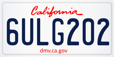 CA license plate 6ULG202