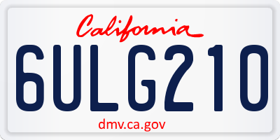 CA license plate 6ULG210