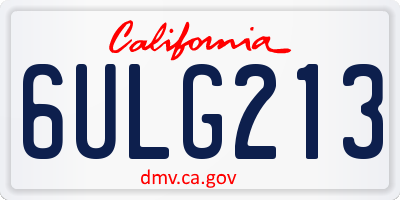 CA license plate 6ULG213